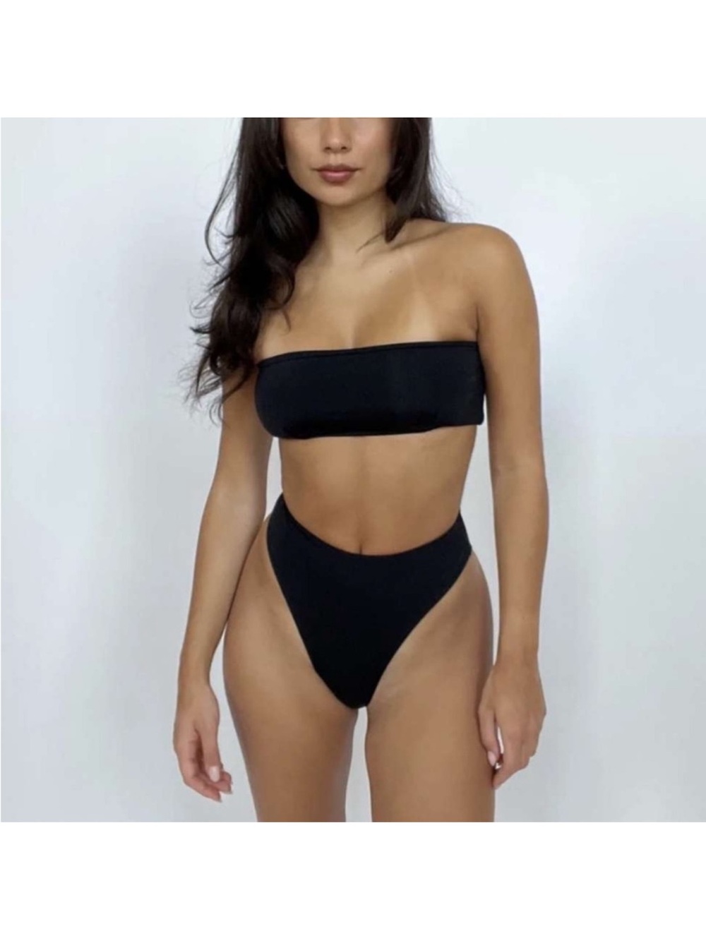 NWT 437 Aubrey High Waisted Bikini Bottoms - Black